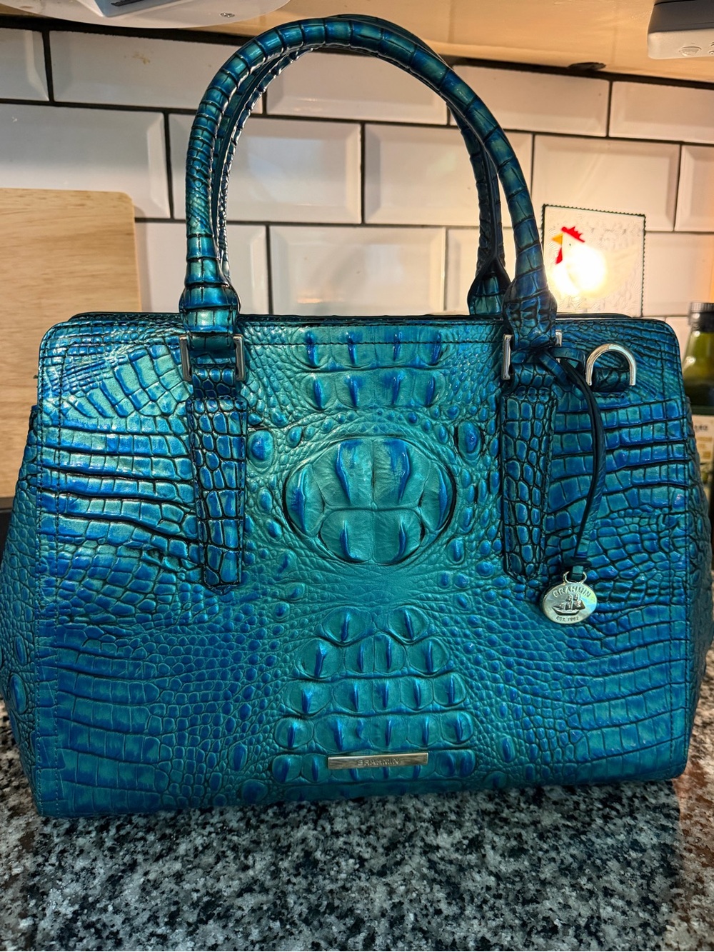 Brahmin Finley peacock Melbourne w card and bag